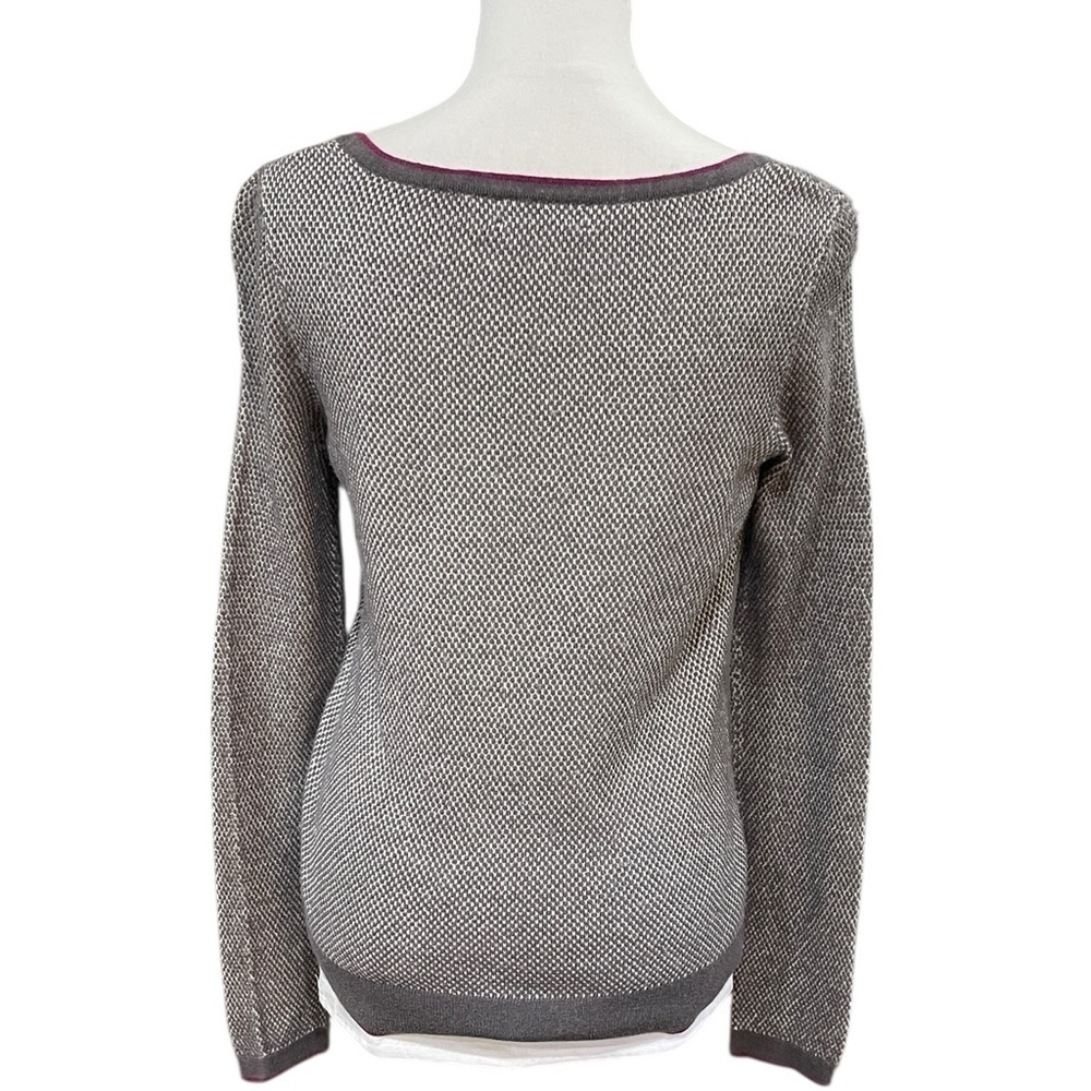 The North Face Cotton Wool Textured Thermal Top SZ S Grey White - Picture 3 of 7